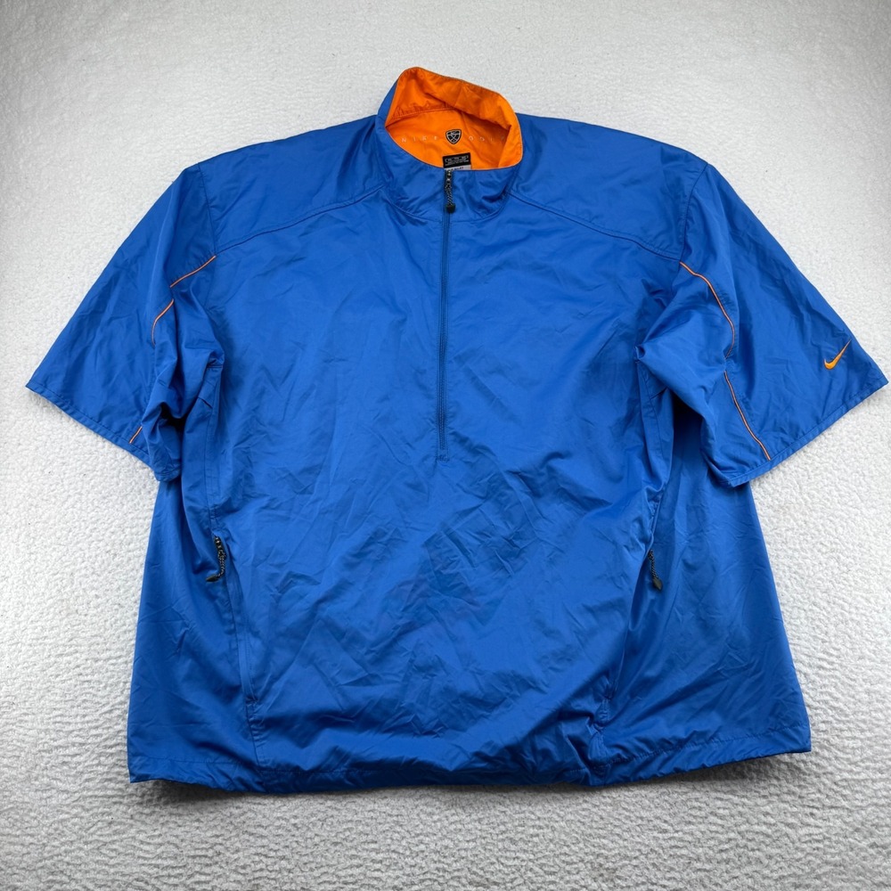 Vintage Nike Golf 1/2 Sleeve Zip Pullover Mens 2XL Blue ClimaFit Windbreaker